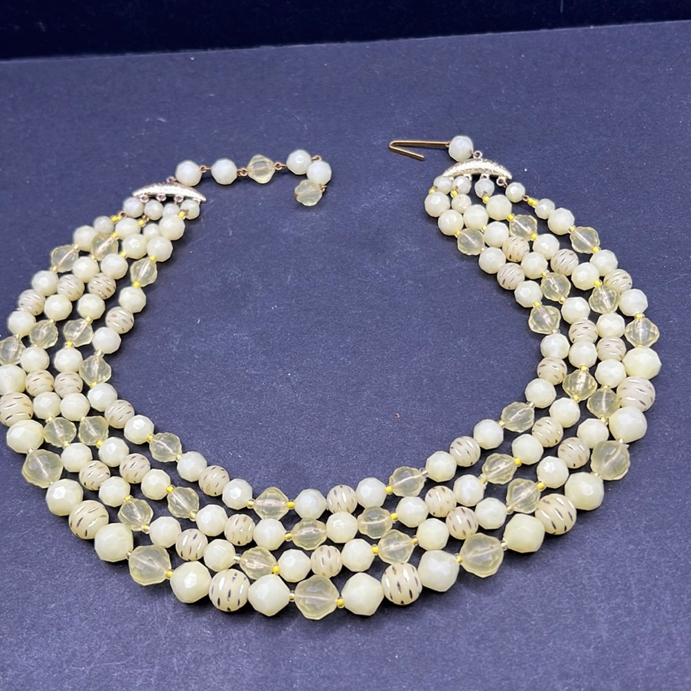 Vintage Western Germany 4-strand yellow beaded necklace